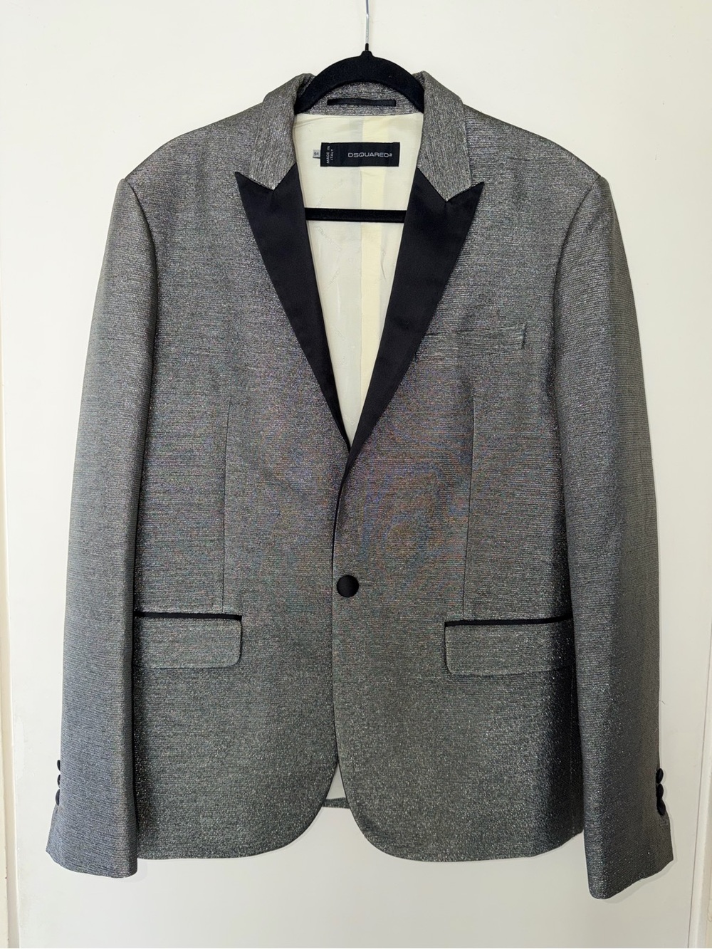 DSQUARED2 Metallic Silver Sir Dean Slim Tux Jacket Size 54